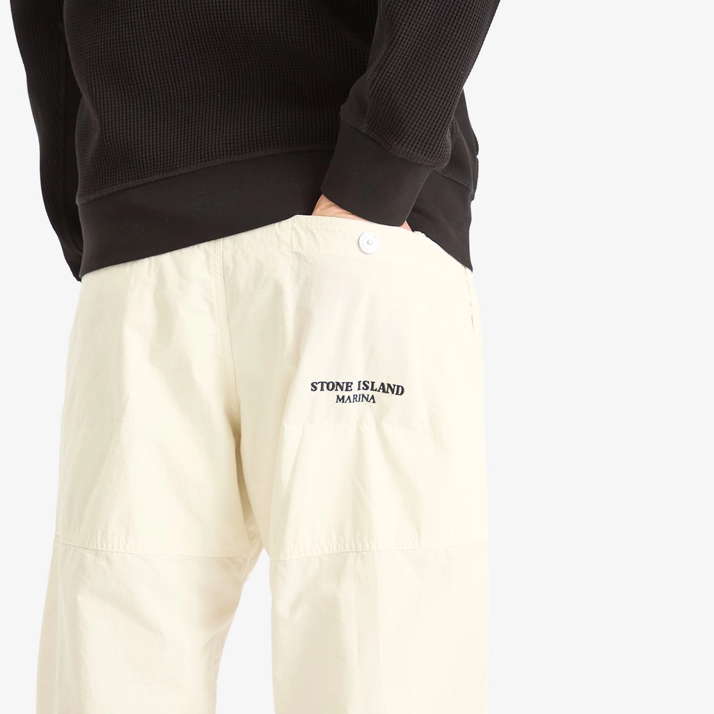 Stone Island Men's Marina Organic Cotton Tela Pleated Trousers Ivory